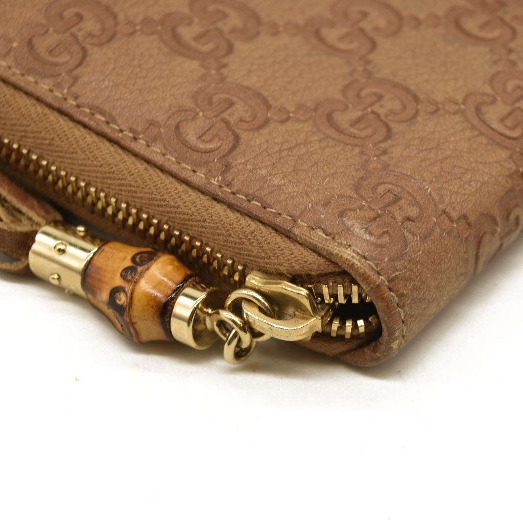 Gucci  Guccissima Bamboo Tassel Zip Around Wallet Light Brown