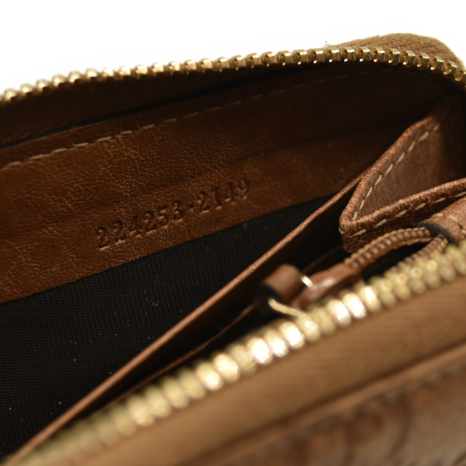 Gucci  Guccissima Bamboo Tassel Zip Around Wallet Light Brown