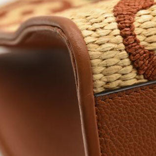 LOUIS VUITTON Raffia Calfskin Monogram Giant Onthego MM Tan