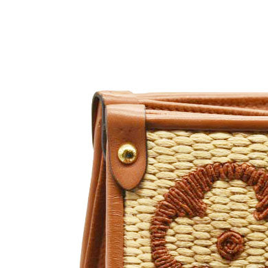 LOUIS VUITTON Raffia Calfskin Monogram Giant Onthego MM Tan