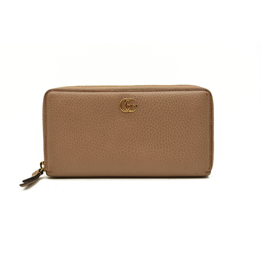 Gucci  Dollar Calfskin GG Marmont Zip Around Wallet Perfect Pink