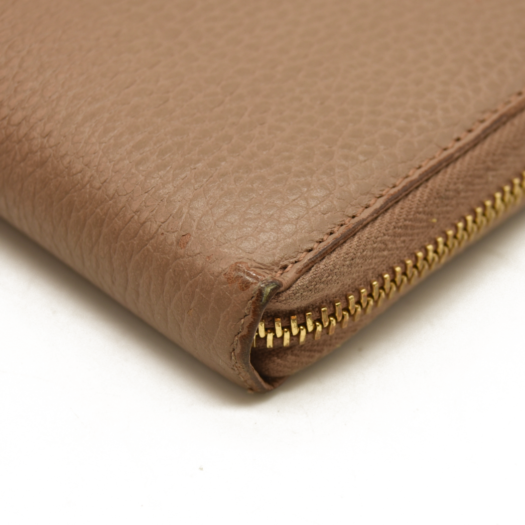 Gucci  Dollar Calfskin GG Marmont Zip Around Wallet Perfect Pink