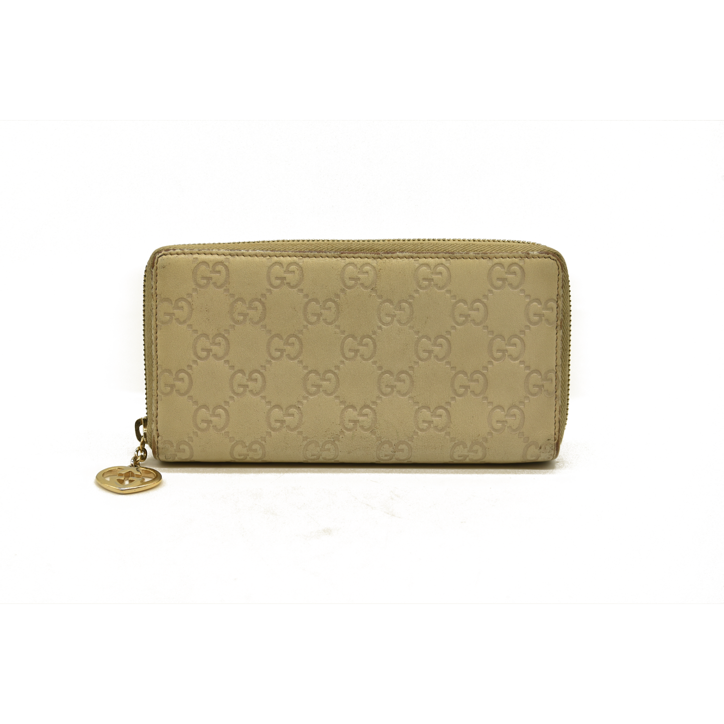 Gucci  Guccissima Large Twins Zip Around Off White
