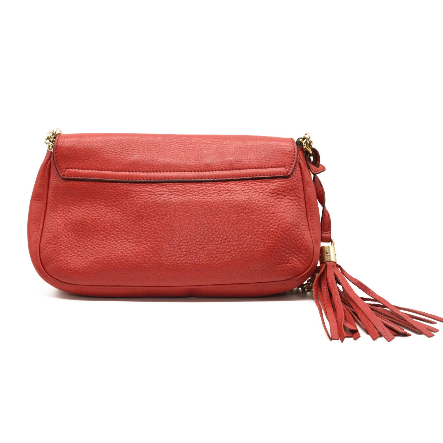 GUCCI Pebbled Calfskin Medium Soho Flap Crossbody Red