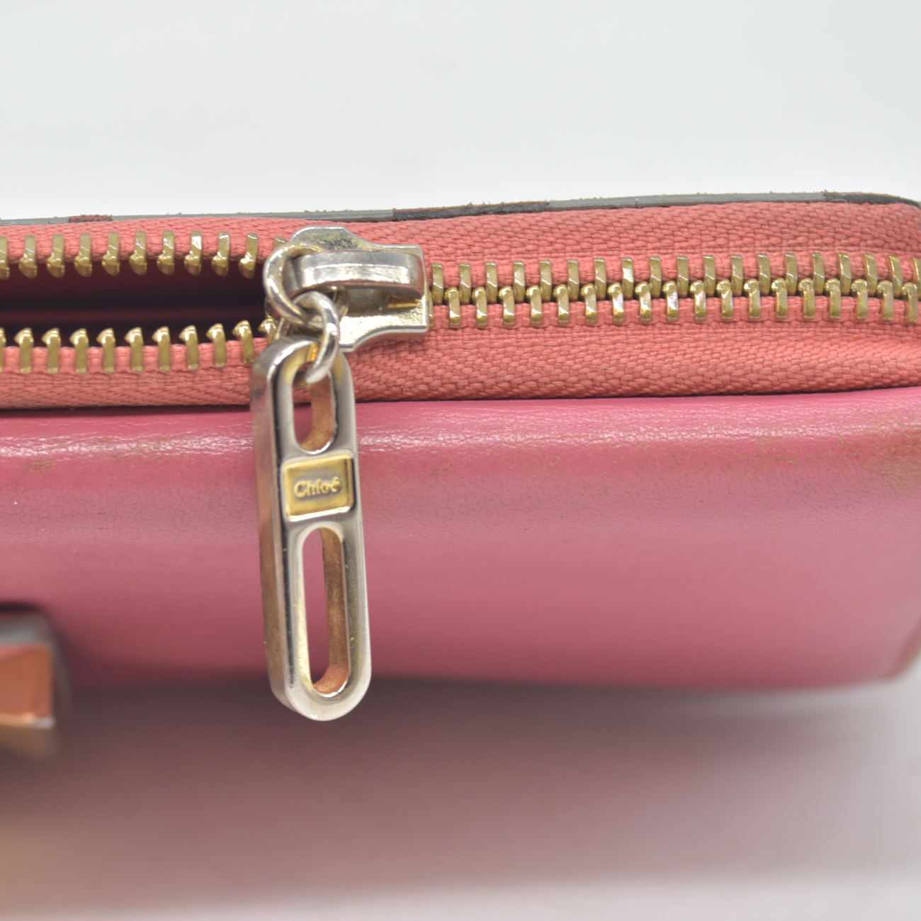 $590 Chloe Bobbie Ribbon Leather Zippy Long Wallet Purse Pink