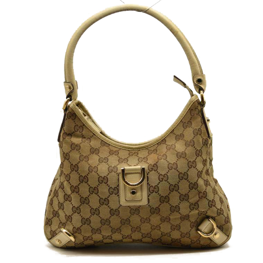 USED GUCCI Monogram Medium Abbey D Ring Hobo Off White