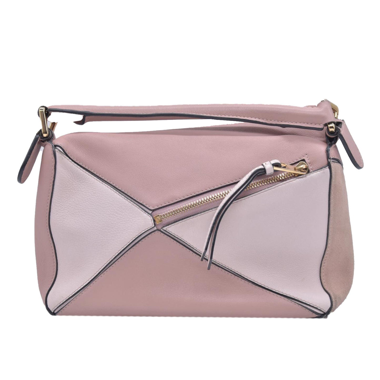 $3850 Loewe Calfskin Suede Small Puzzle Bag Blush