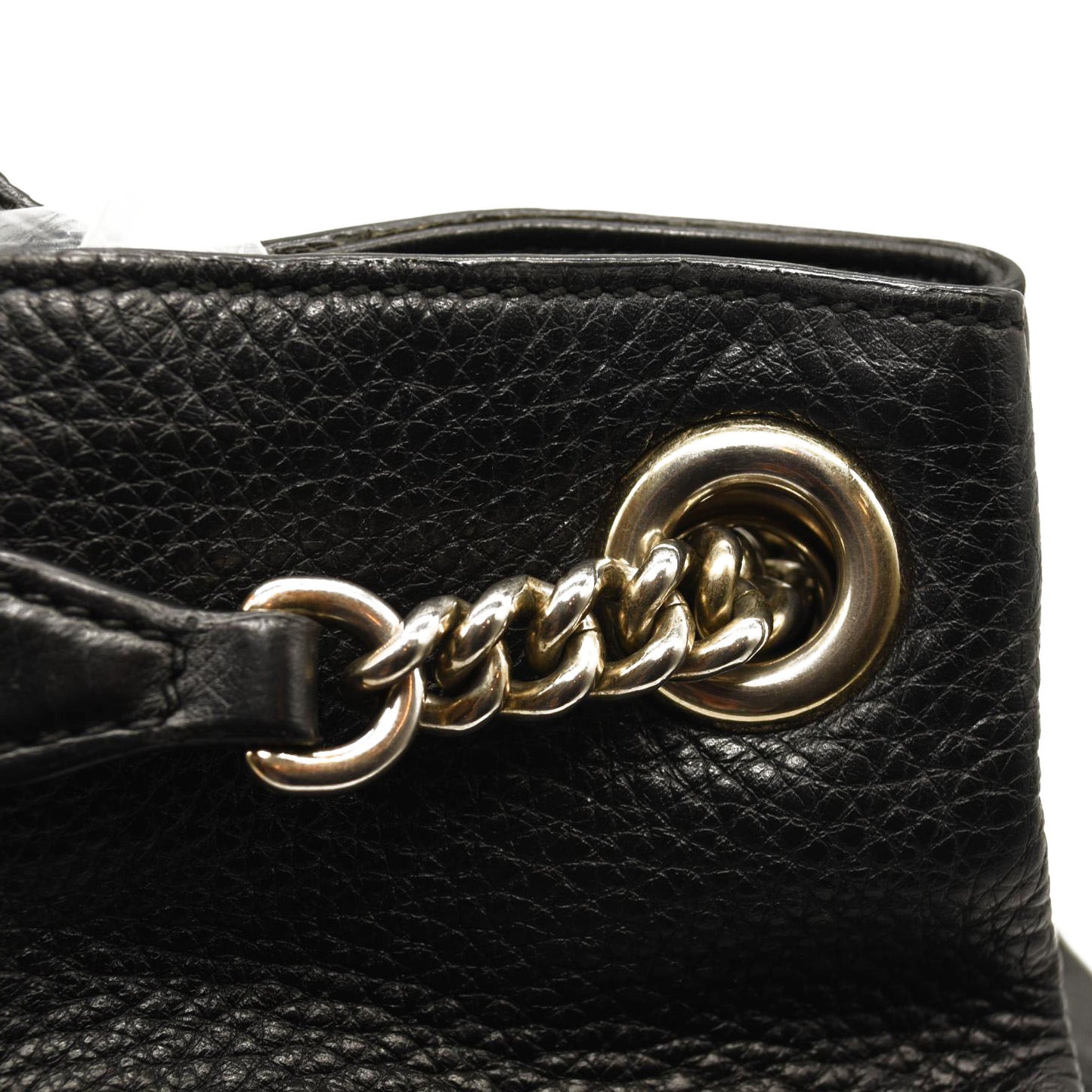 GUCCI Pebbled Calfskin Medium Soho Chain Shoulder Bag Black