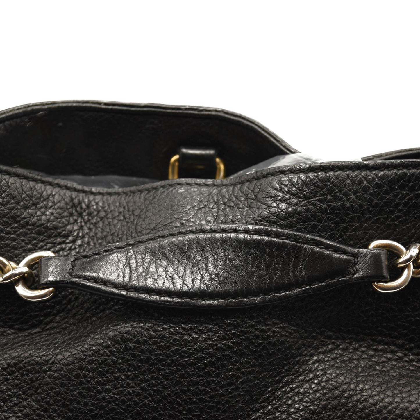 GUCCI Pebbled Calfskin Medium Soho Chain Shoulder Bag Black