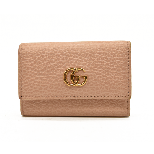 $480 Gucci Dollar Calfskin GG Marmont 6 Key Holder Perfect Pink Auction