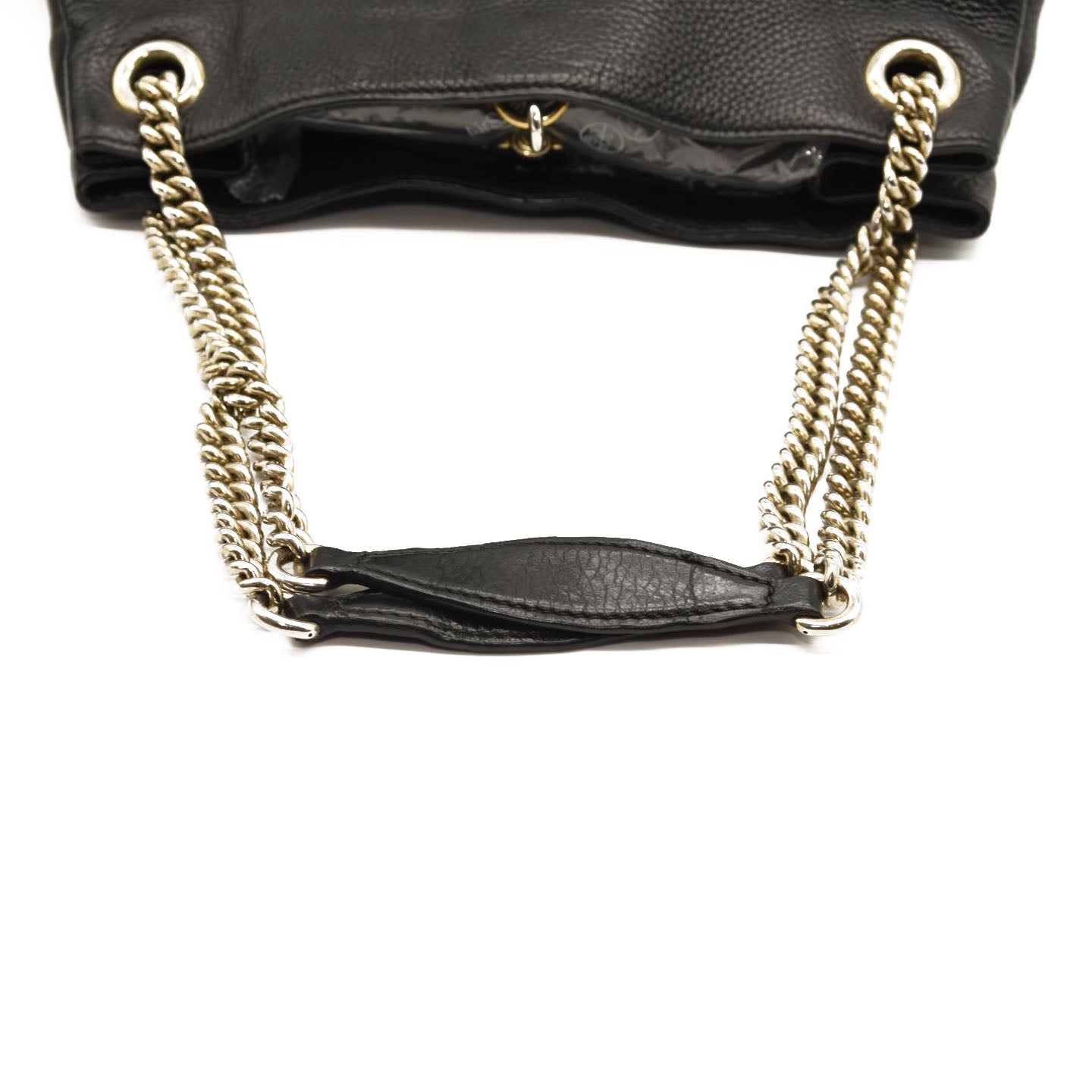 GUCCI Pebbled Calfskin Medium Soho Chain Shoulder Bag Black