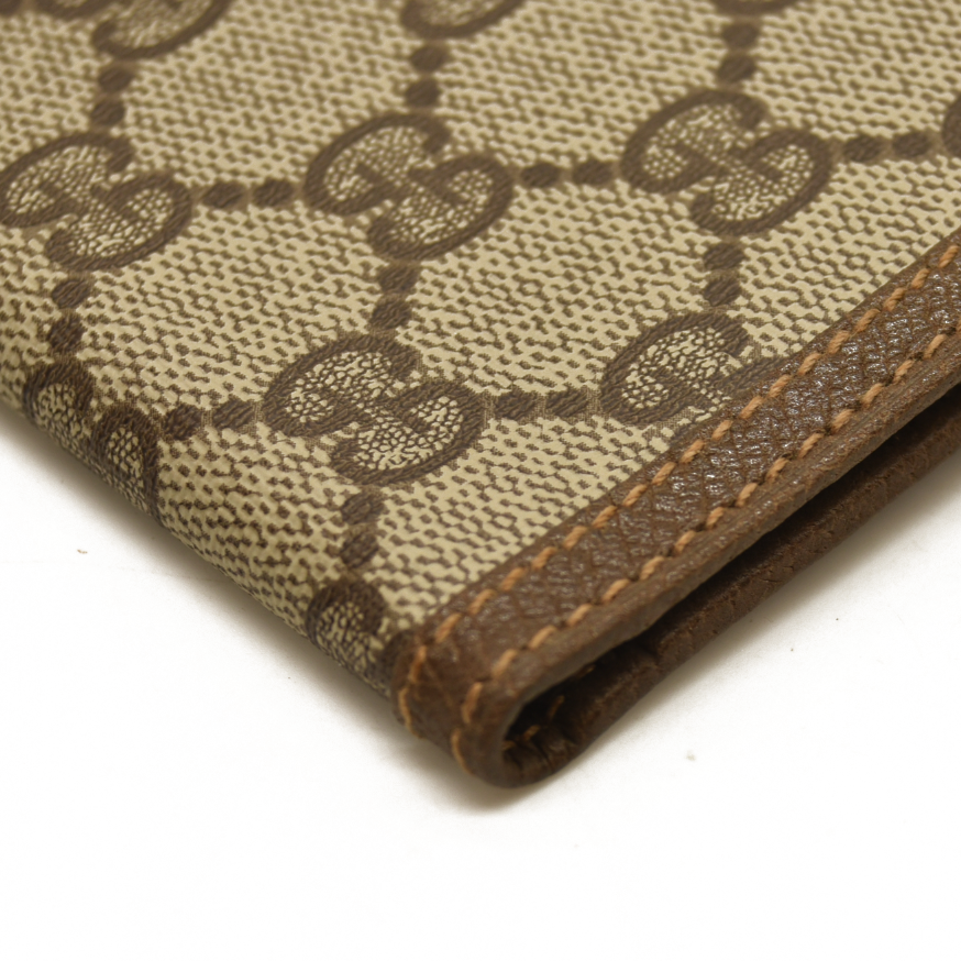 GUCCI Interlocking G GG Logo PVC Long Bifold Wallet Beige Green