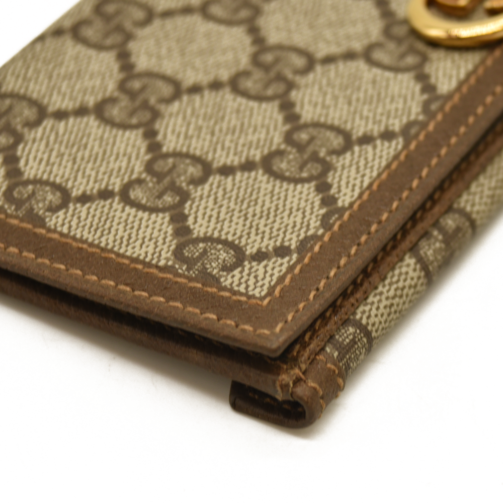 GUCCI Interlocking G GG Logo PVC Long Bifold Wallet Beige Green