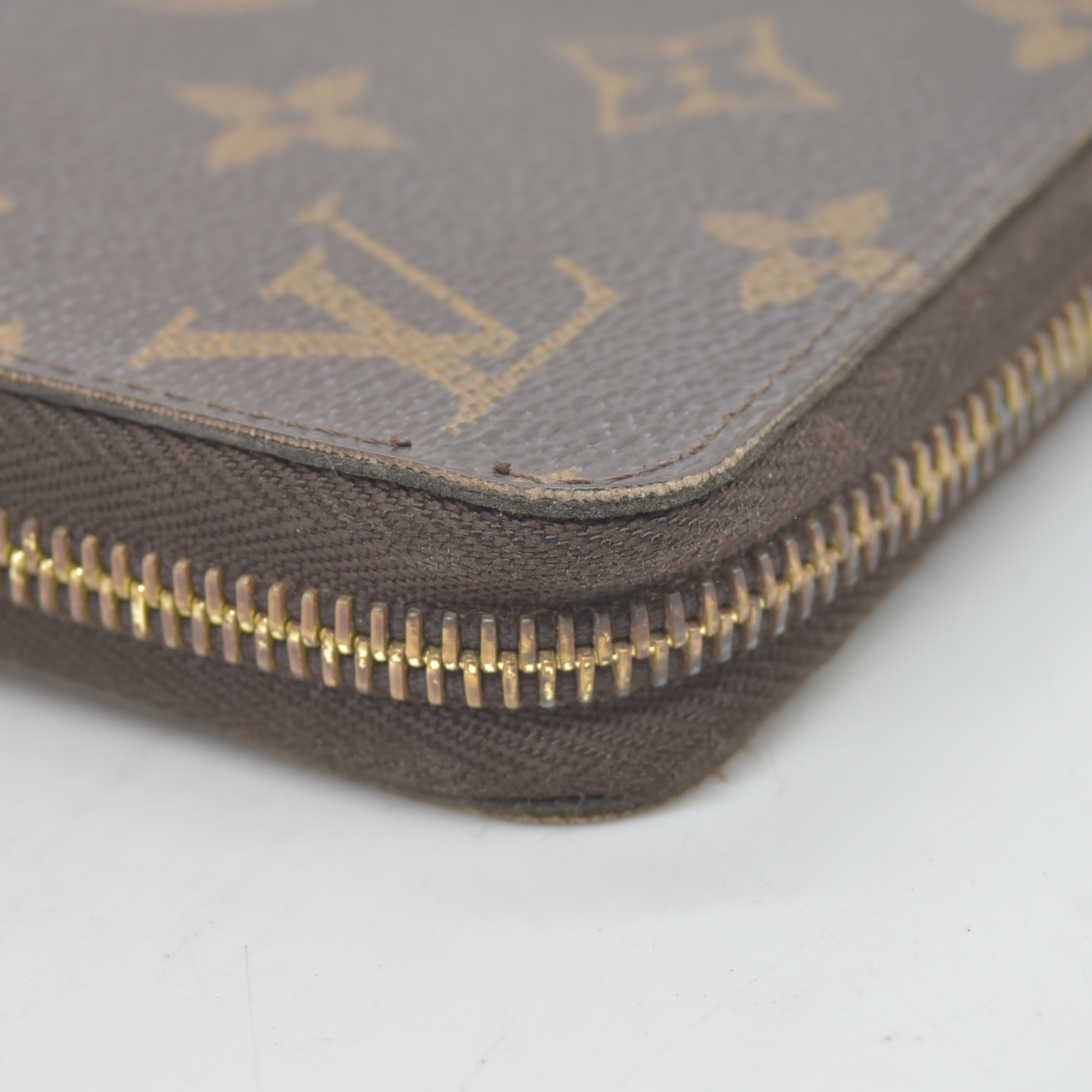 $915 2010 Louis Vuitton Monogram Zippy Zip Around Long Wallet Purse Brown CA2170