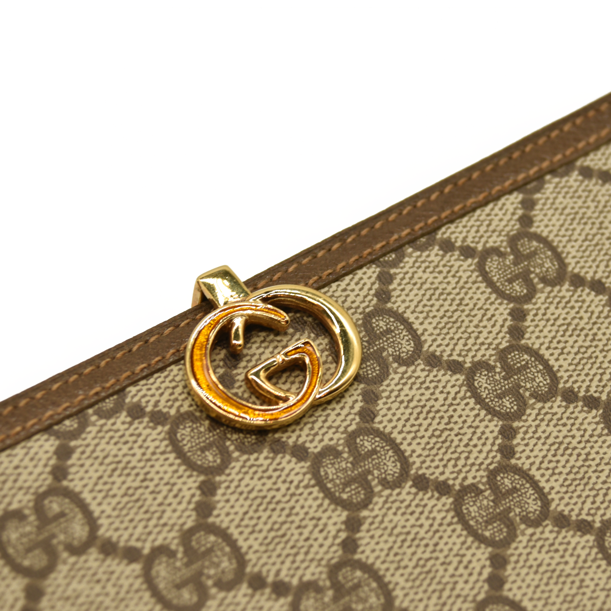 GUCCI Interlocking G GG Logo PVC Long Bifold Wallet Beige Green