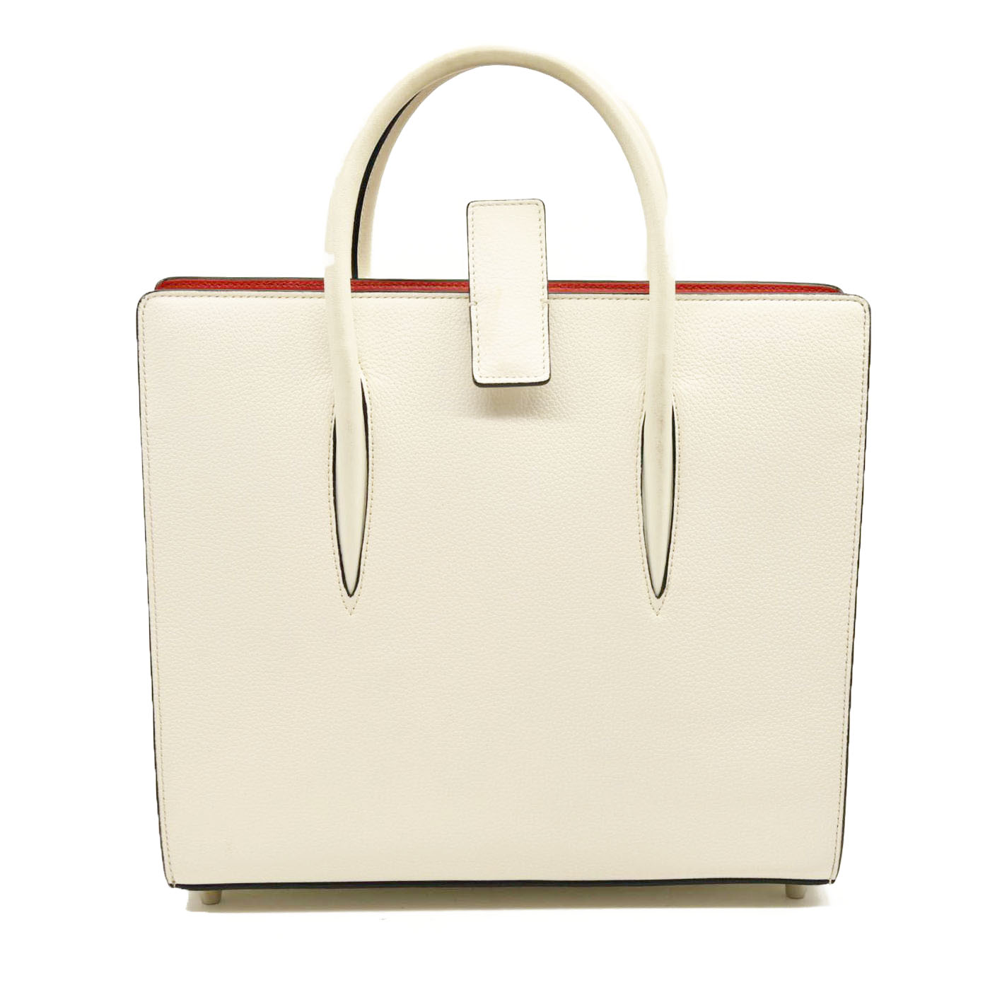 CHRISTIAN LOUBOUTIN Paloma Medium Tote Bag White Calf Skin Patent Leather