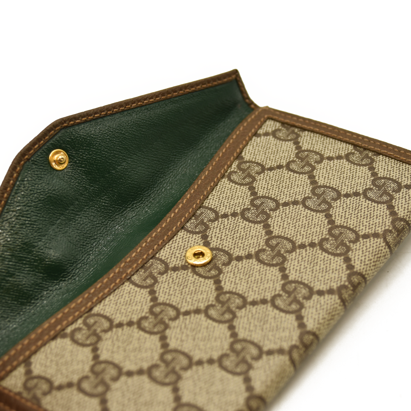 GUCCI Interlocking G GG Logo PVC Long Bifold Wallet Beige Green