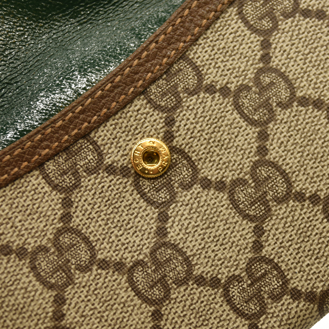 GUCCI Interlocking G GG Logo PVC Long Bifold Wallet Beige Green