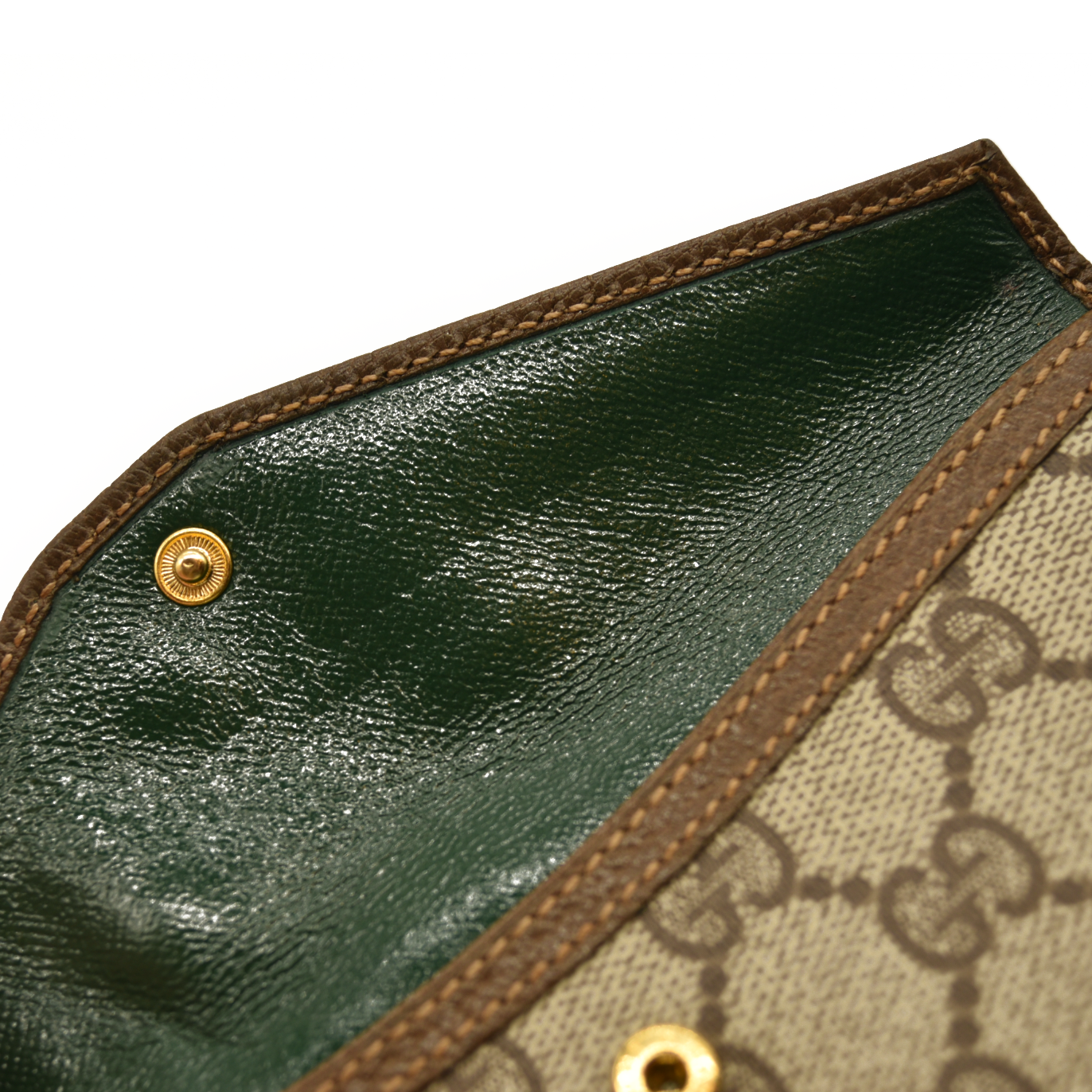 GUCCI Interlocking G GG Logo PVC Long Bifold Wallet Beige Green