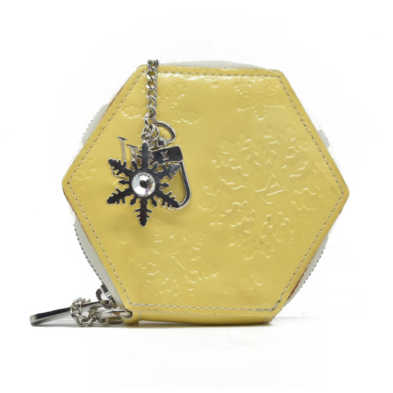 $550 2009 LOUIS VUITTON Vernis Porte-Monnaie Flocon MM Perle SN3009