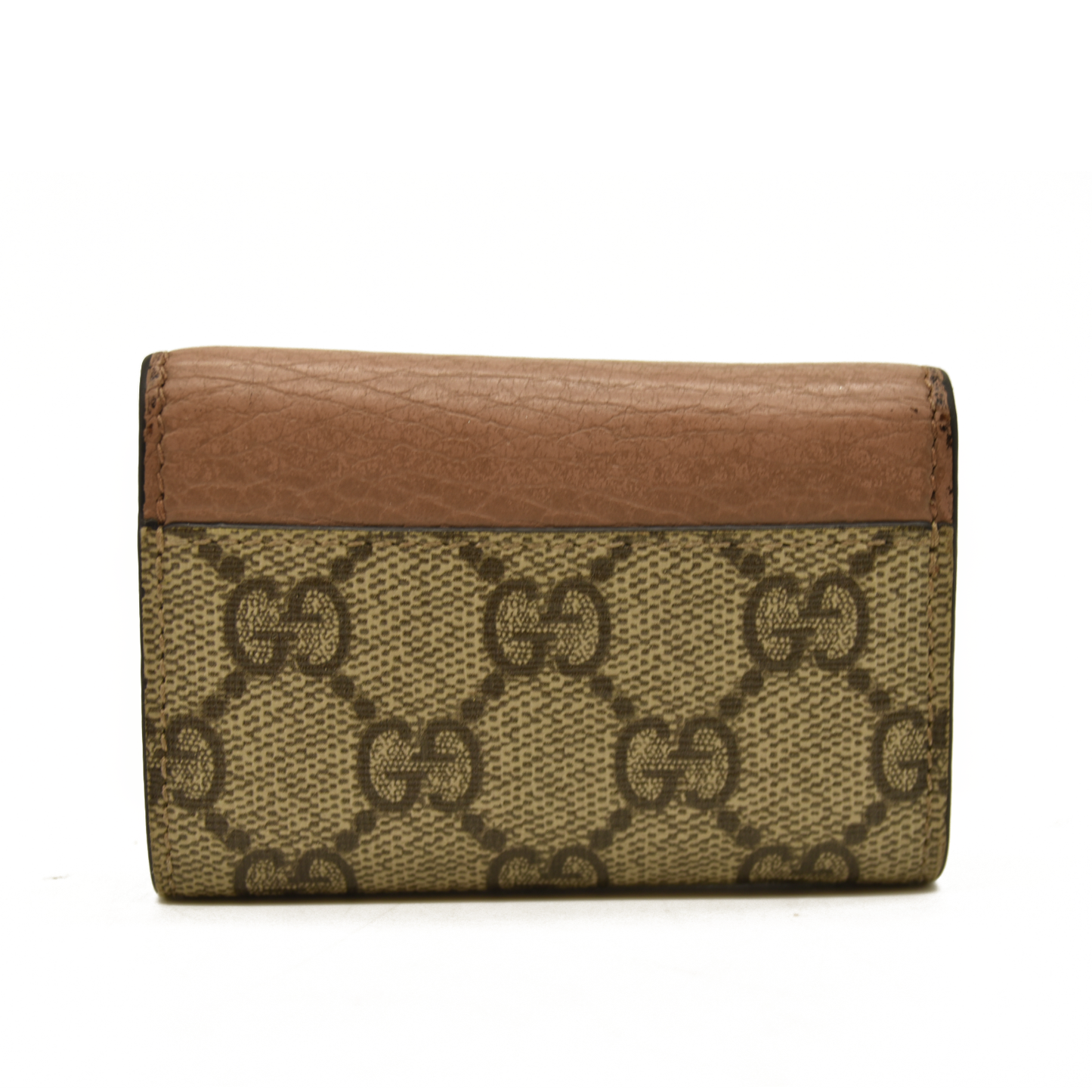 Gucci  Dollar Calfskin GG Supreme Monogram GG Marmont 6 Key Holder Case Porcelain Rose Beige Ebony