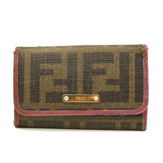FENDI Zucca PVC 6 Ring Key Case Khaki