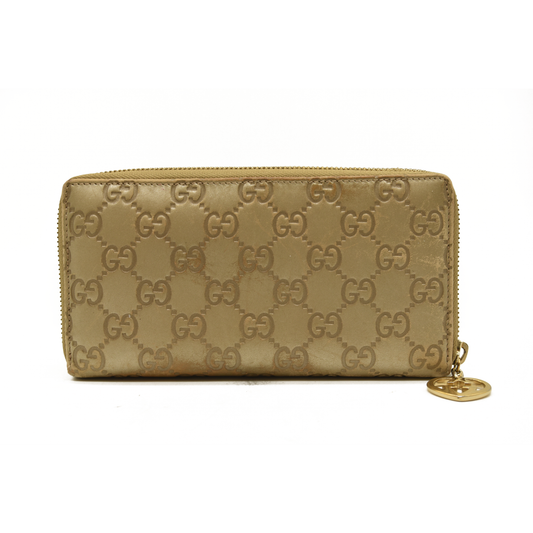 Gucci  Metallic Guccissima Lovely Zip Around Wallet Gold