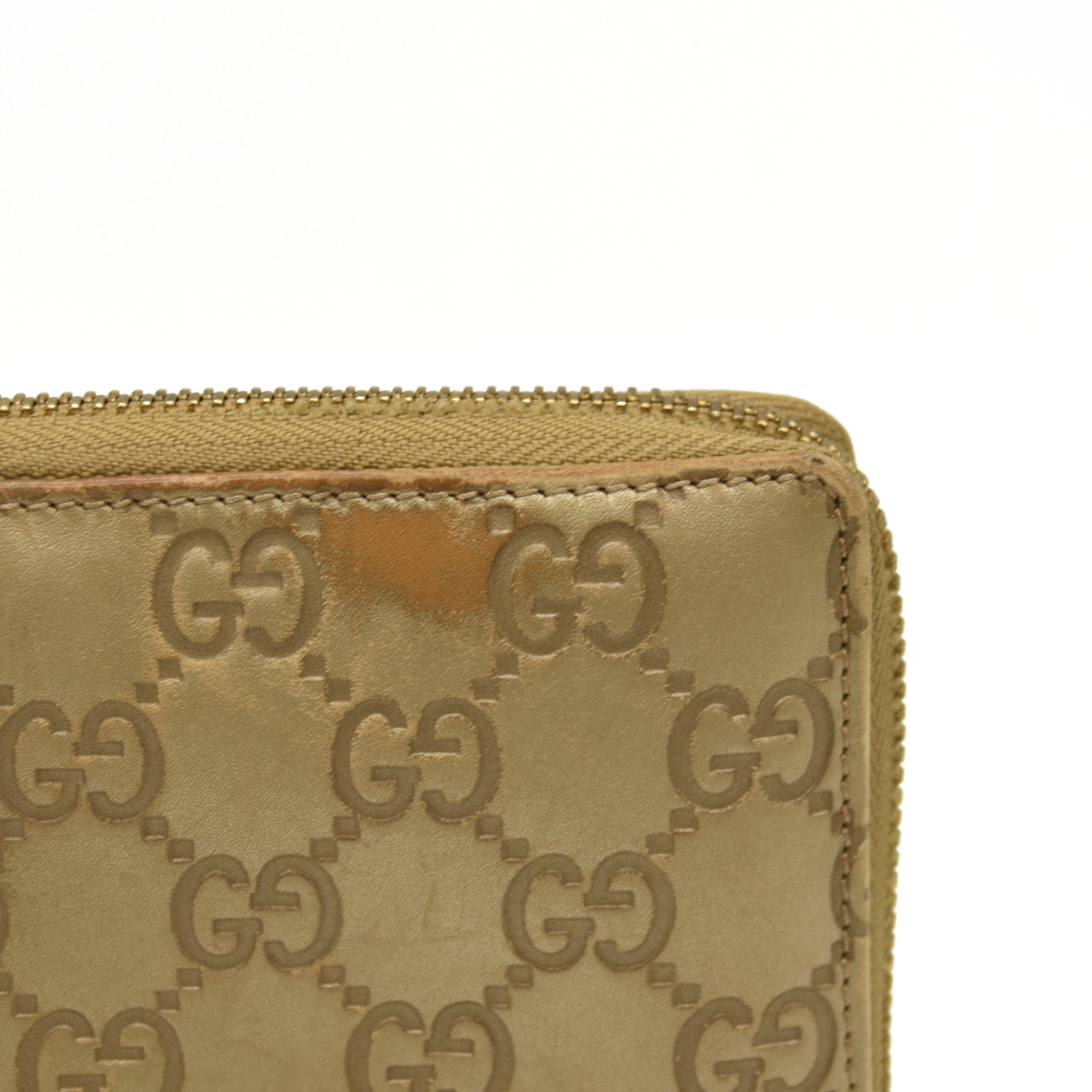 Gucci  Metallic Guccissima Lovely Zip Around Wallet Gold