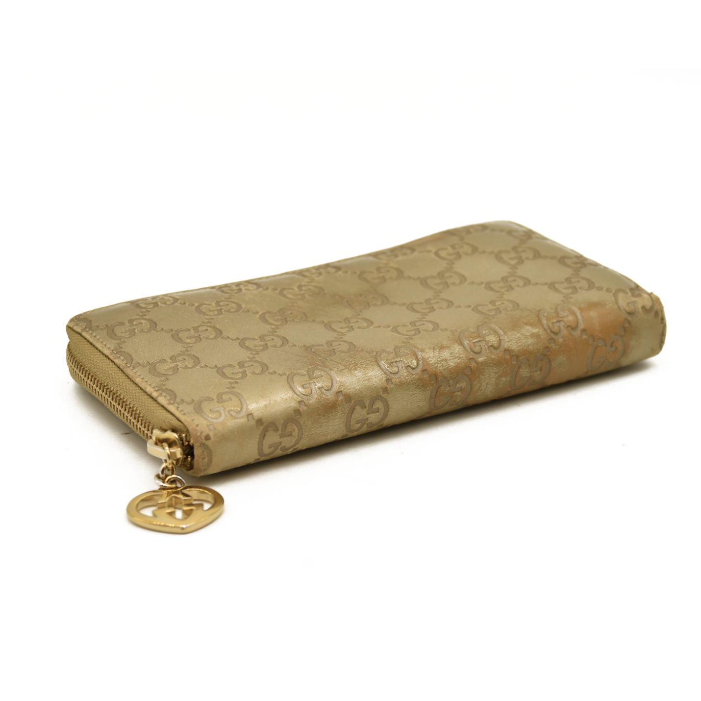 Gucci  Metallic Guccissima Lovely Zip Around Wallet Gold