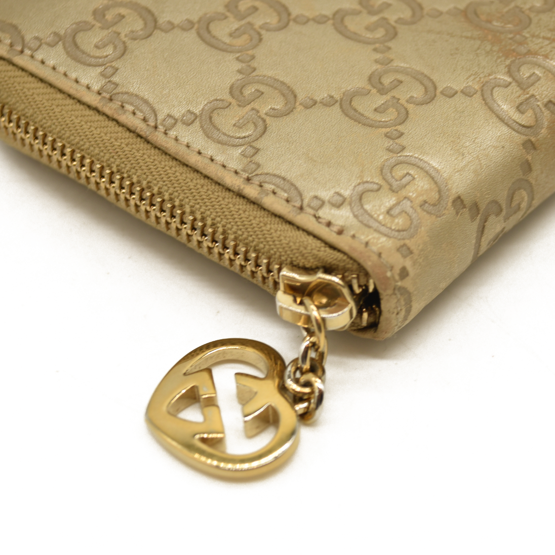 Gucci  Metallic Guccissima Lovely Zip Around Wallet Gold