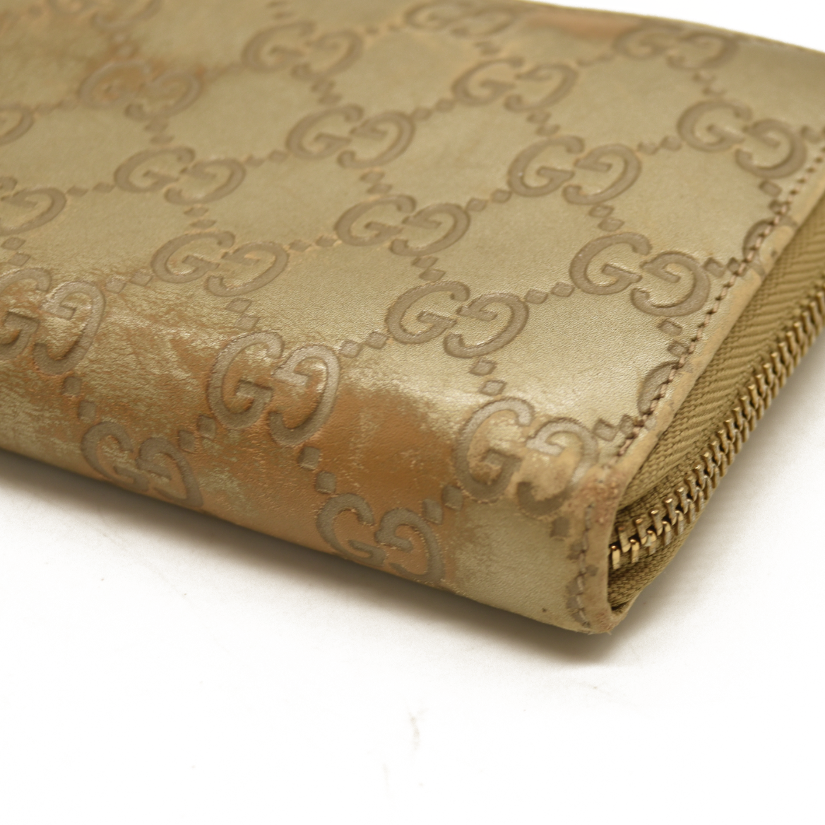 Gucci  Metallic Guccissima Lovely Zip Around Wallet Gold