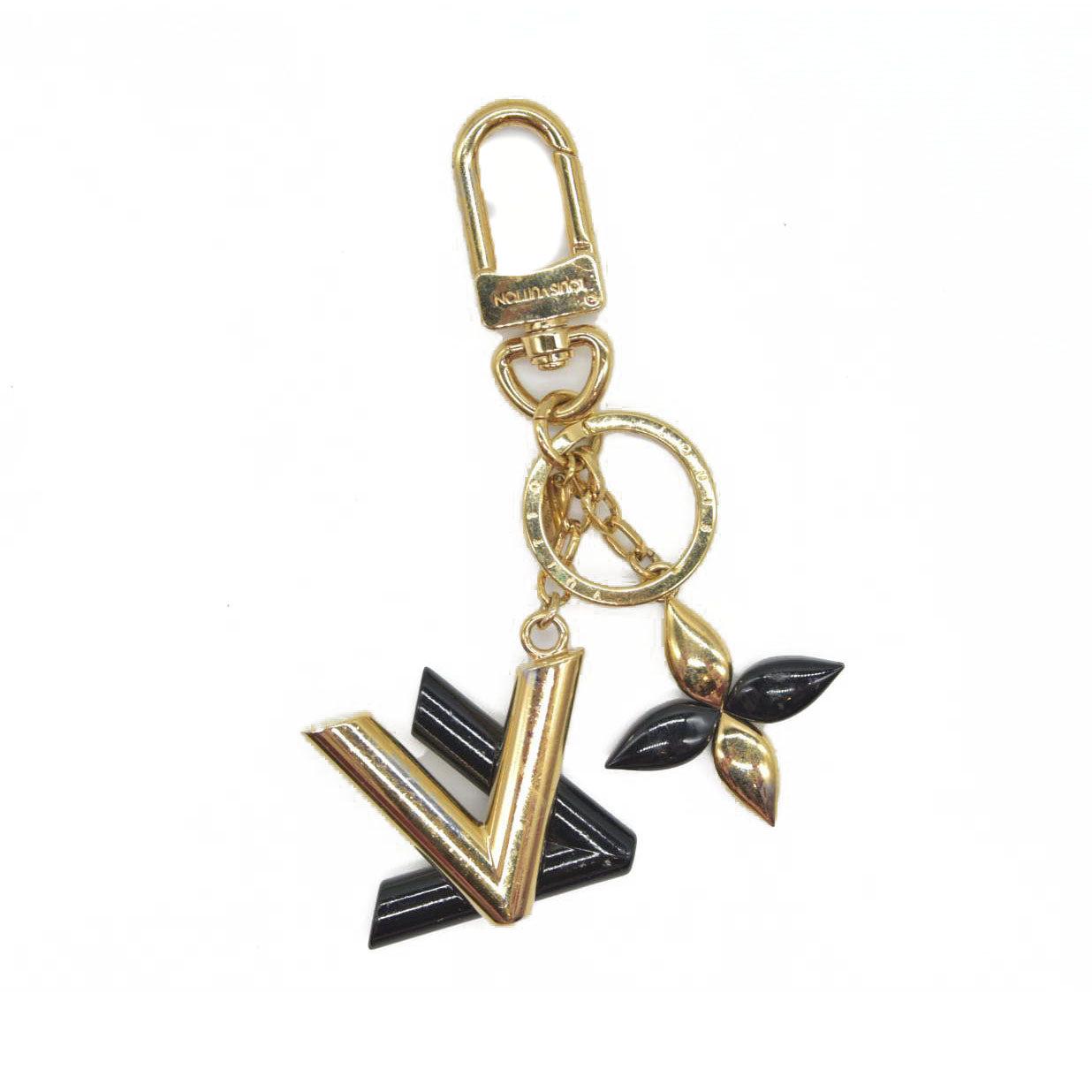 $370 Louis Vuitton LV Twist Black Resin Gold Tone Key Holder / Bag Charm AUCTION