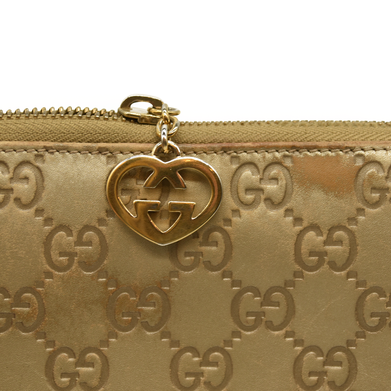 Gucci  Metallic Guccissima Lovely Zip Around Wallet Gold