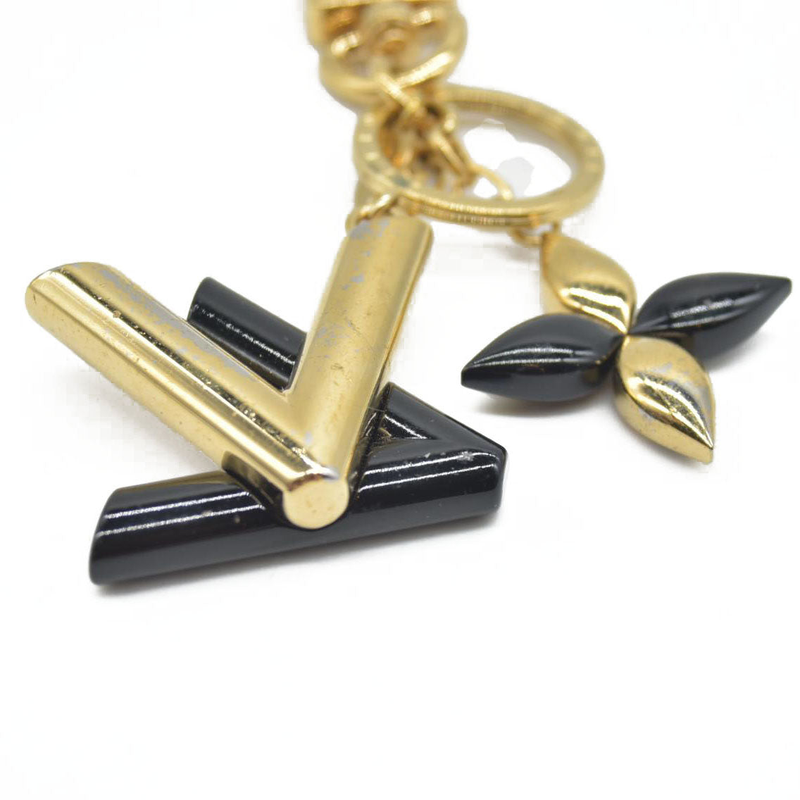 $370 Louis Vuitton LV Twist Black Resin Gold Tone Key Holder / Bag Charm AUCTION