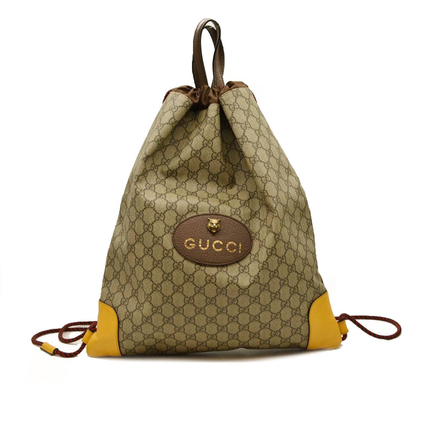 Gucci  GG Supreme Monogram Neo Vintage Drawstring Backpack Beige New Acero Crop