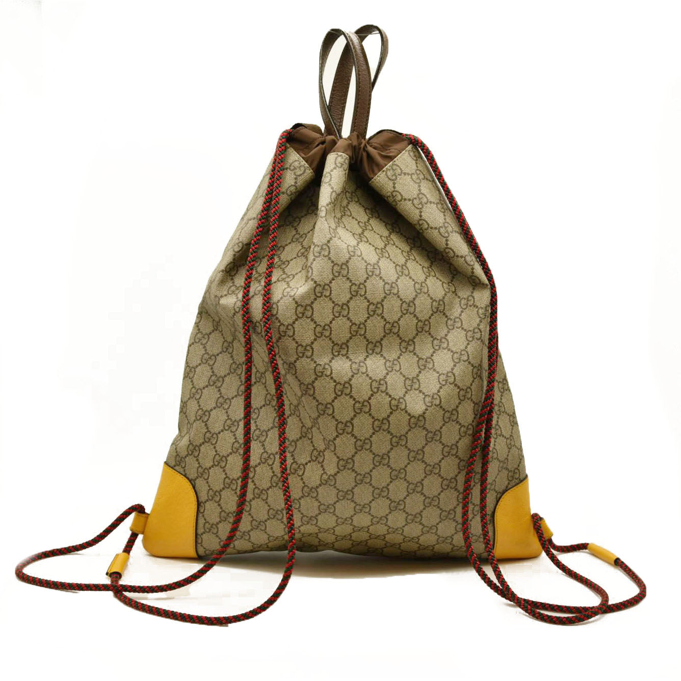 Gucci  GG Supreme Monogram Neo Vintage Drawstring Backpack Beige New Acero Crop