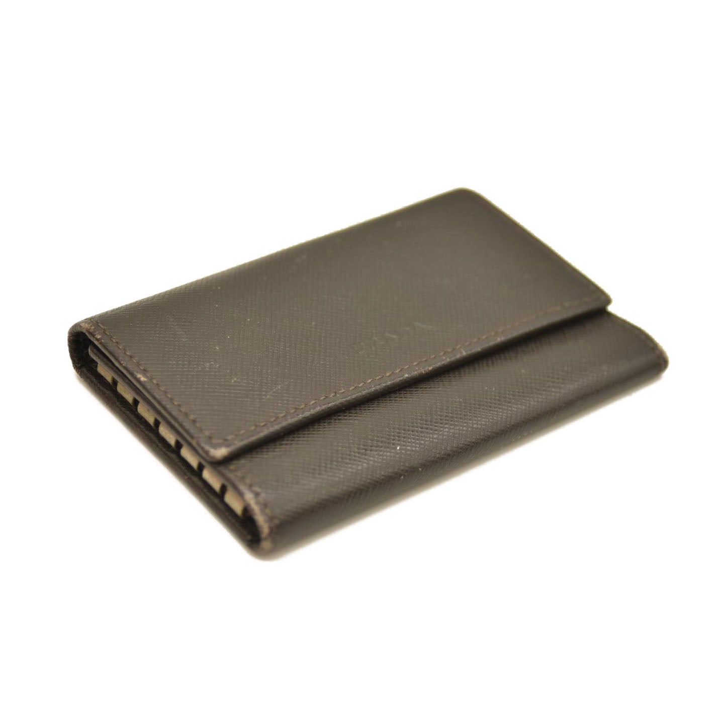 PRADA Saffiano Leather 6 Ring Key Case Brown