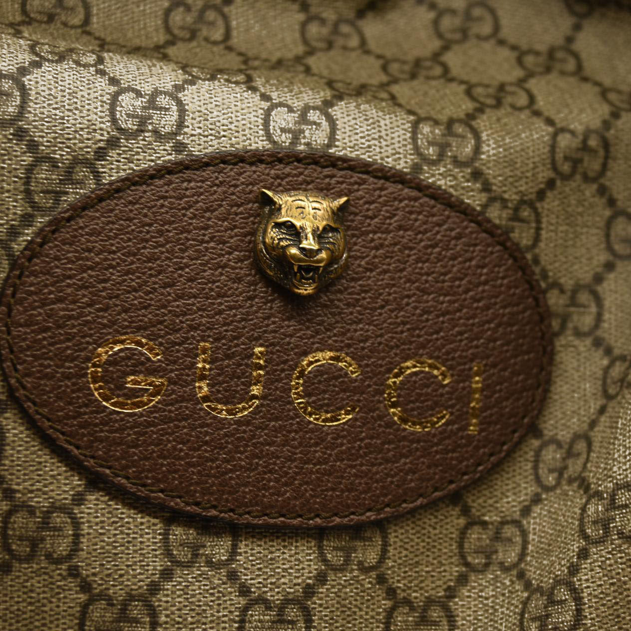 Gucci  GG Supreme Monogram Neo Vintage Drawstring Backpack Beige New Acero Crop