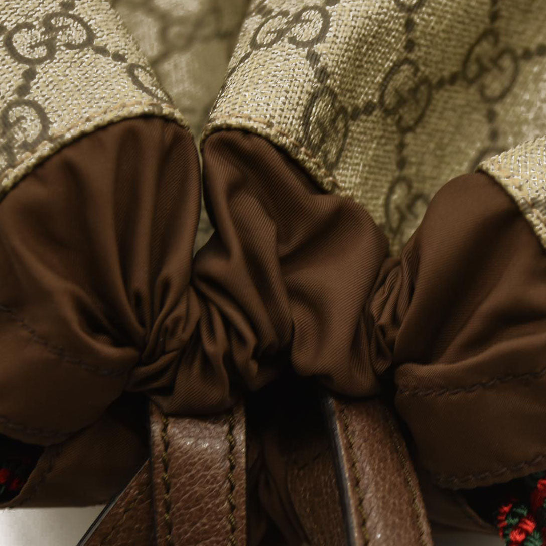 Gucci  GG Supreme Monogram Neo Vintage Drawstring Backpack Beige New Acero Crop