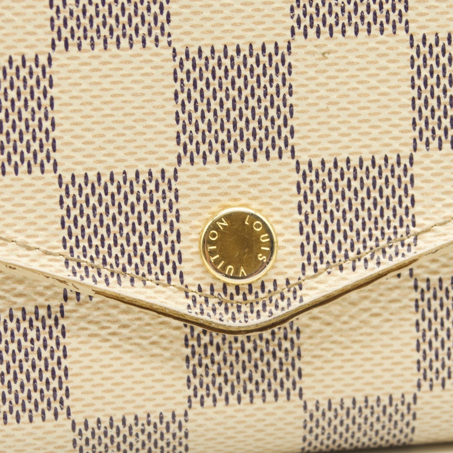 USED Louis Vuitton Damier Azur Sarah NM Flap Wallet White Canvas