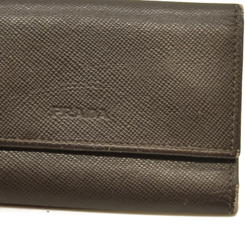 PRADA Saffiano Leather 6 Ring Key Case Brown