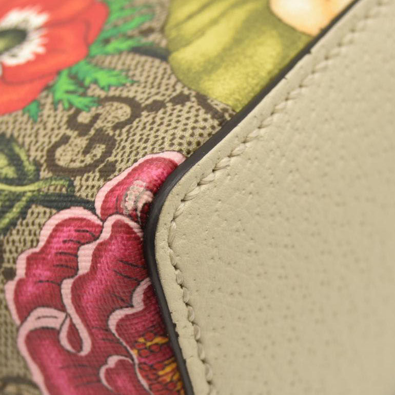 Gucci GG Supreme Monogram Flora Web GG Small Ophidia Dome Shoulder Bag White