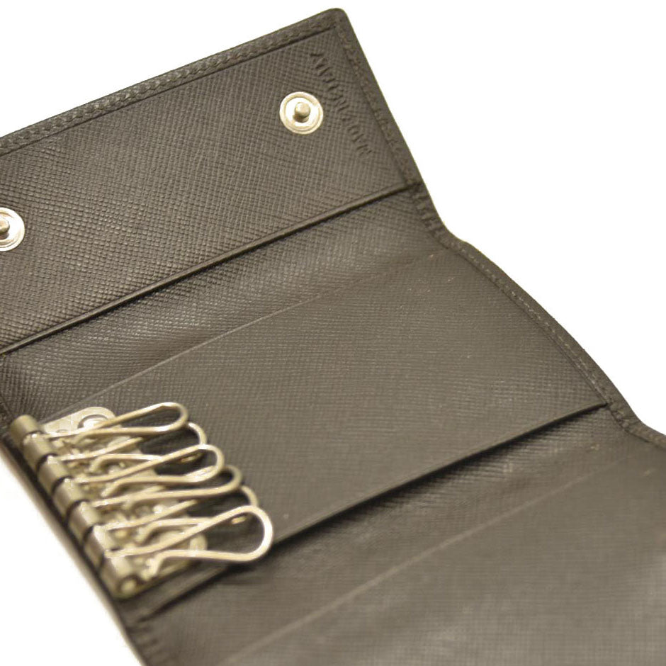 PRADA Saffiano Leather 6 Ring Key Case Brown