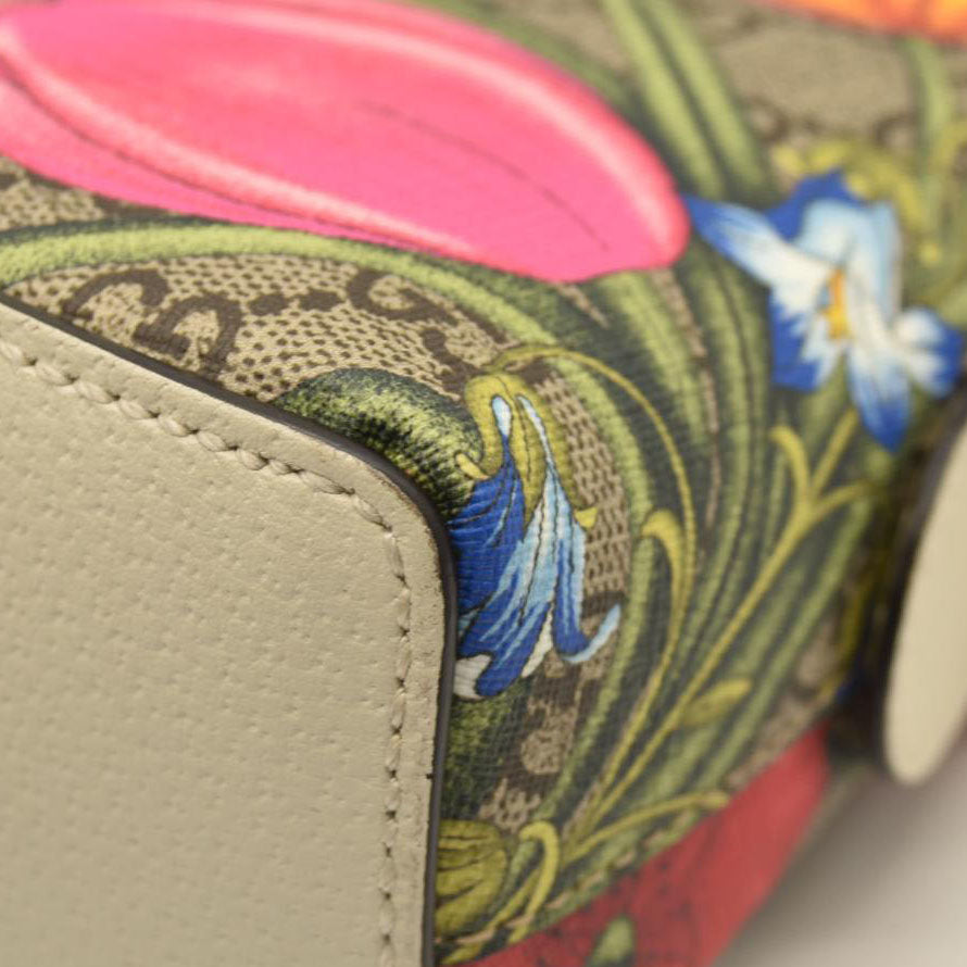 Gucci GG Supreme Monogram Flora Web GG Small Ophidia Dome Shoulder Bag White