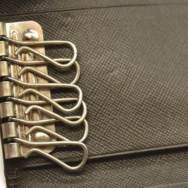 PRADA Saffiano Leather 6 Ring Key Case Brown