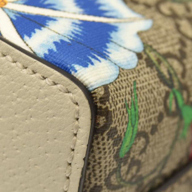 Gucci GG Supreme Monogram Flora Web GG Small Ophidia Dome Shoulder Bag White