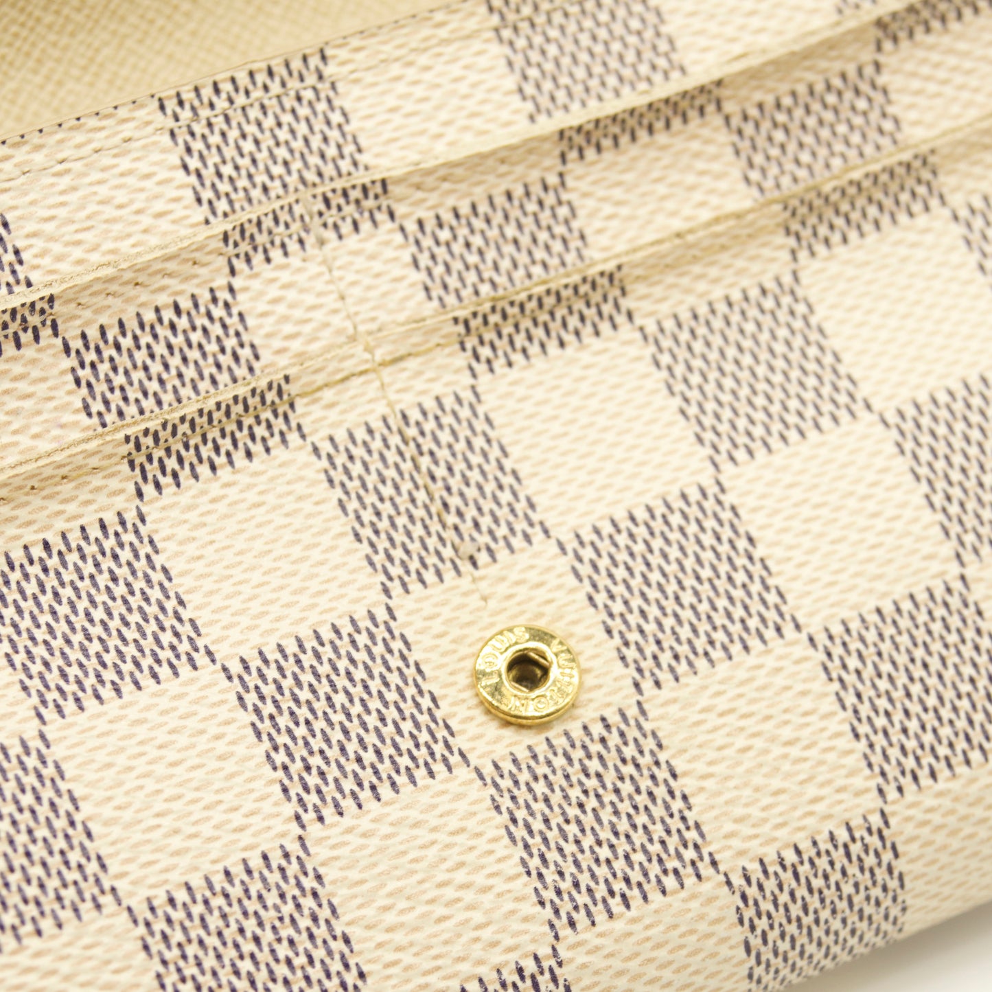 USED Louis Vuitton Damier Azur Sarah NM Flap Wallet White Canvas