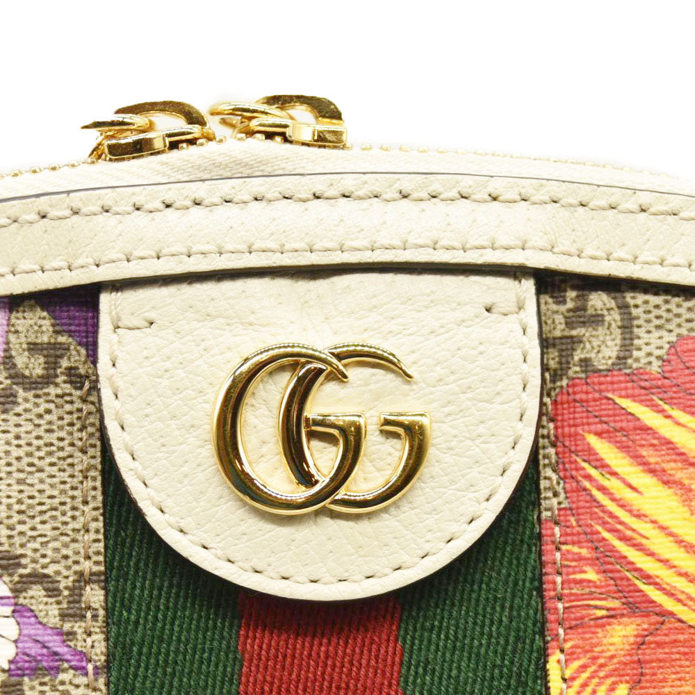 Gucci GG Supreme Monogram Flora Web GG Small Ophidia Dome Shoulder Bag White