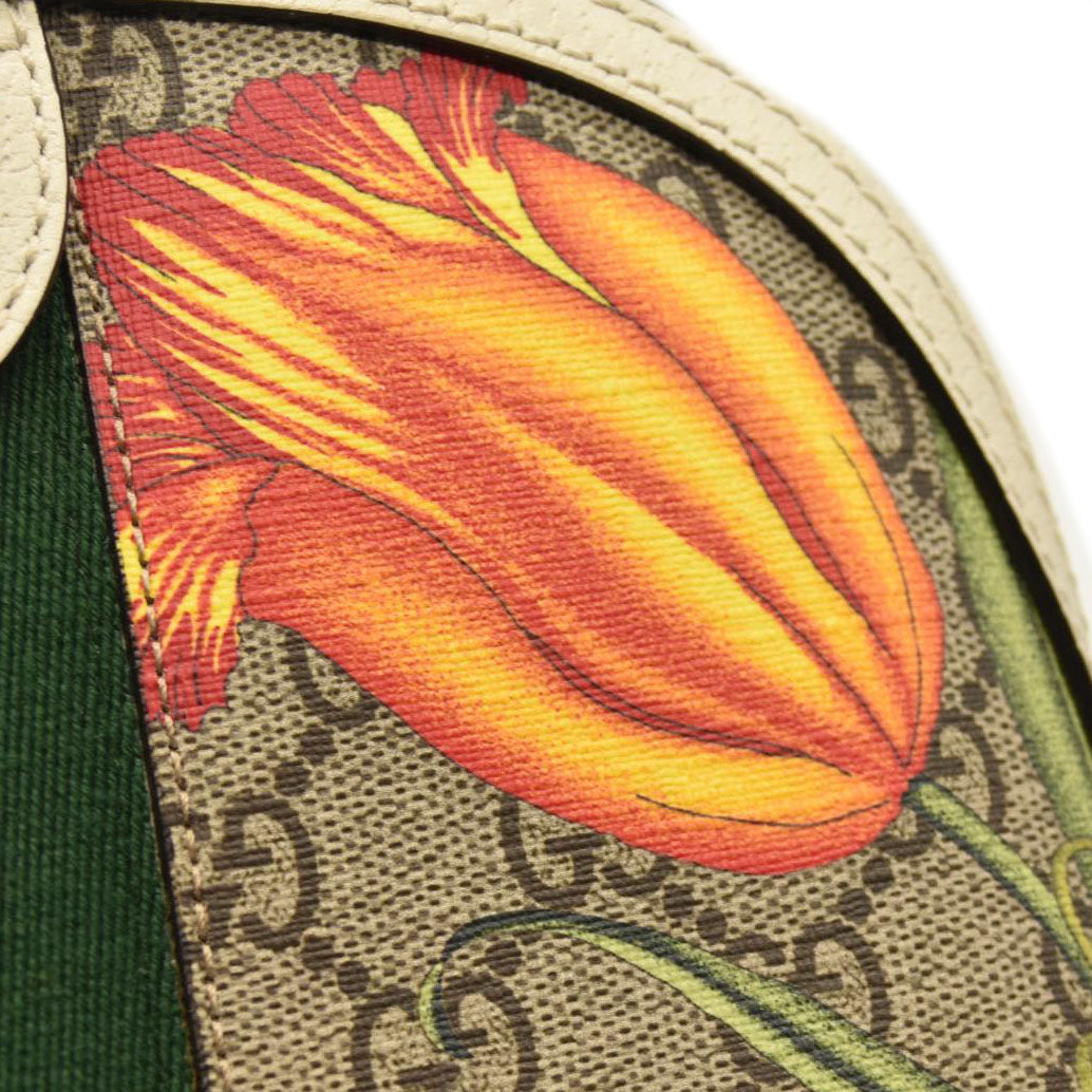 Gucci GG Supreme Monogram Flora Web GG Small Ophidia Dome Shoulder Bag White