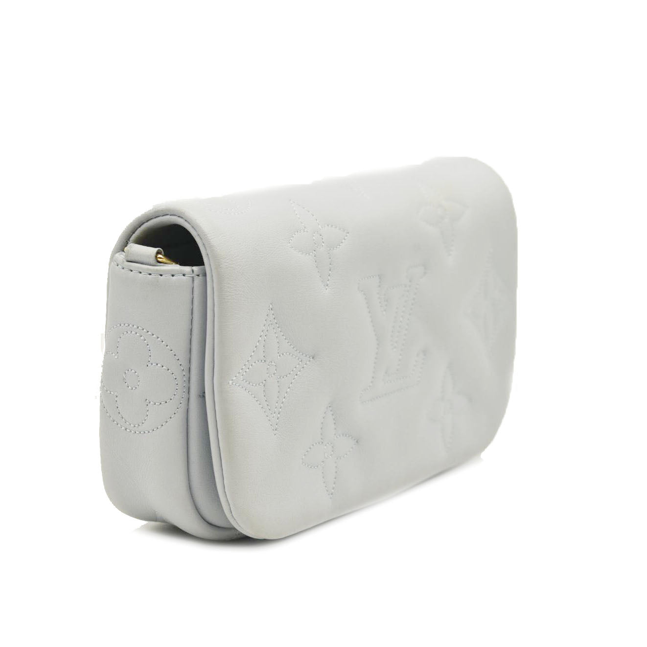 Louis Vuitton Calfskin Bubblegram Wallet On Strap Ice Blue